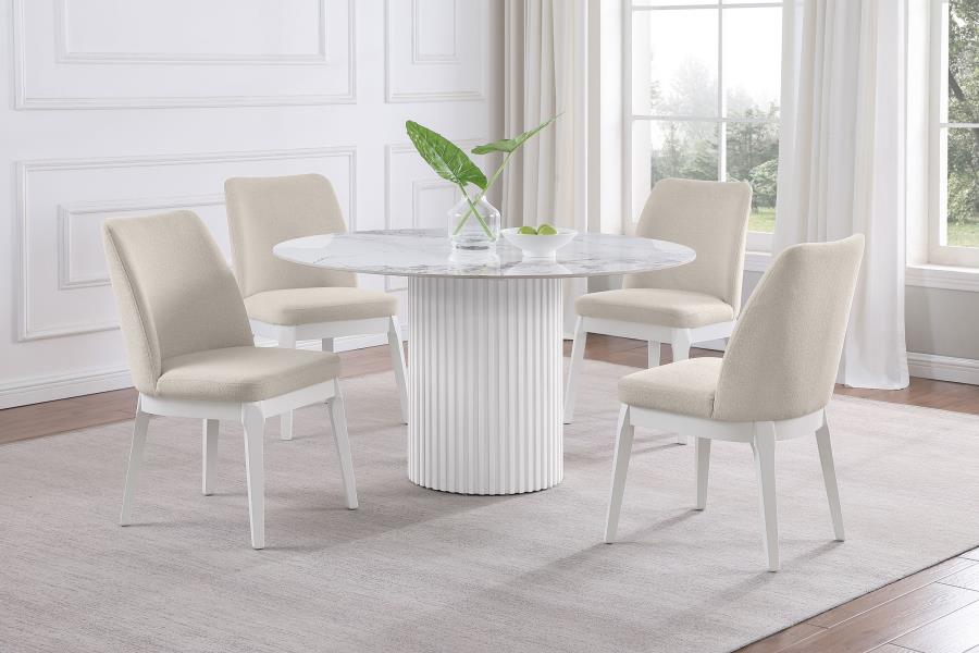 (image for) Acadia Round 53-inch Sintered Stone Top Dining Table White