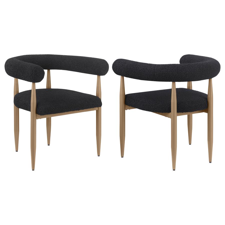 (image for) Dunmore Boucle Upholstered Dining Arm Chair Black (Set of 2) - Click Image to Close