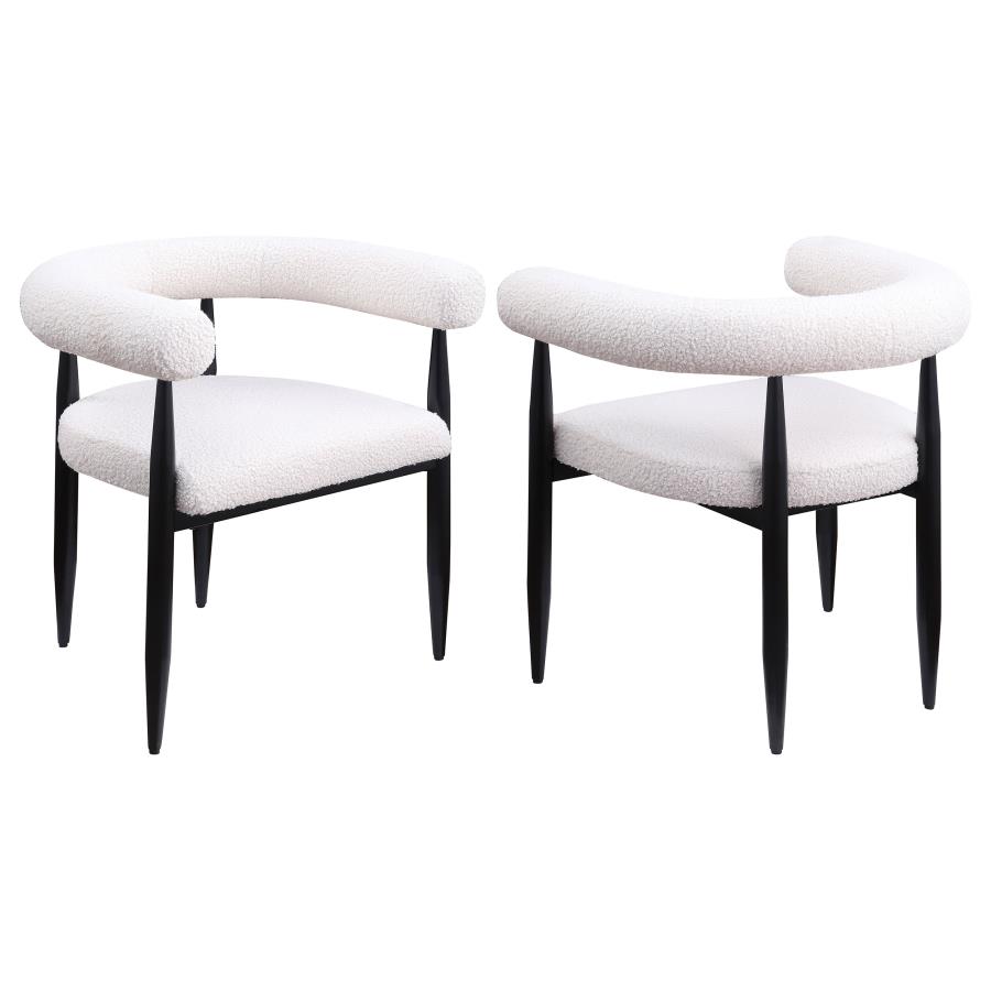 (image for) Dunmore Boucle Upholstered Dining Arm Chair Cream (Set of 2) - Click Image to Close