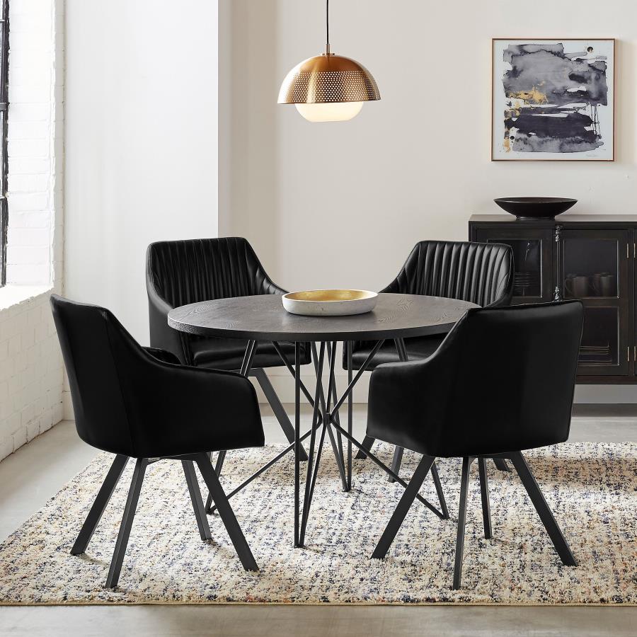 (image for) Rennes Round 45-inch Wood Top Dining Table Gunmetal