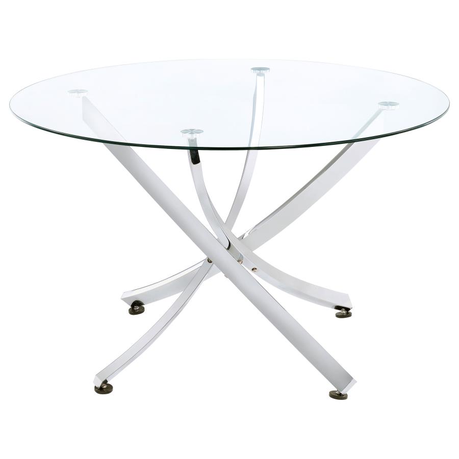 (image for) Beckham Round 46-inch Glass Top Dining Table Chrome