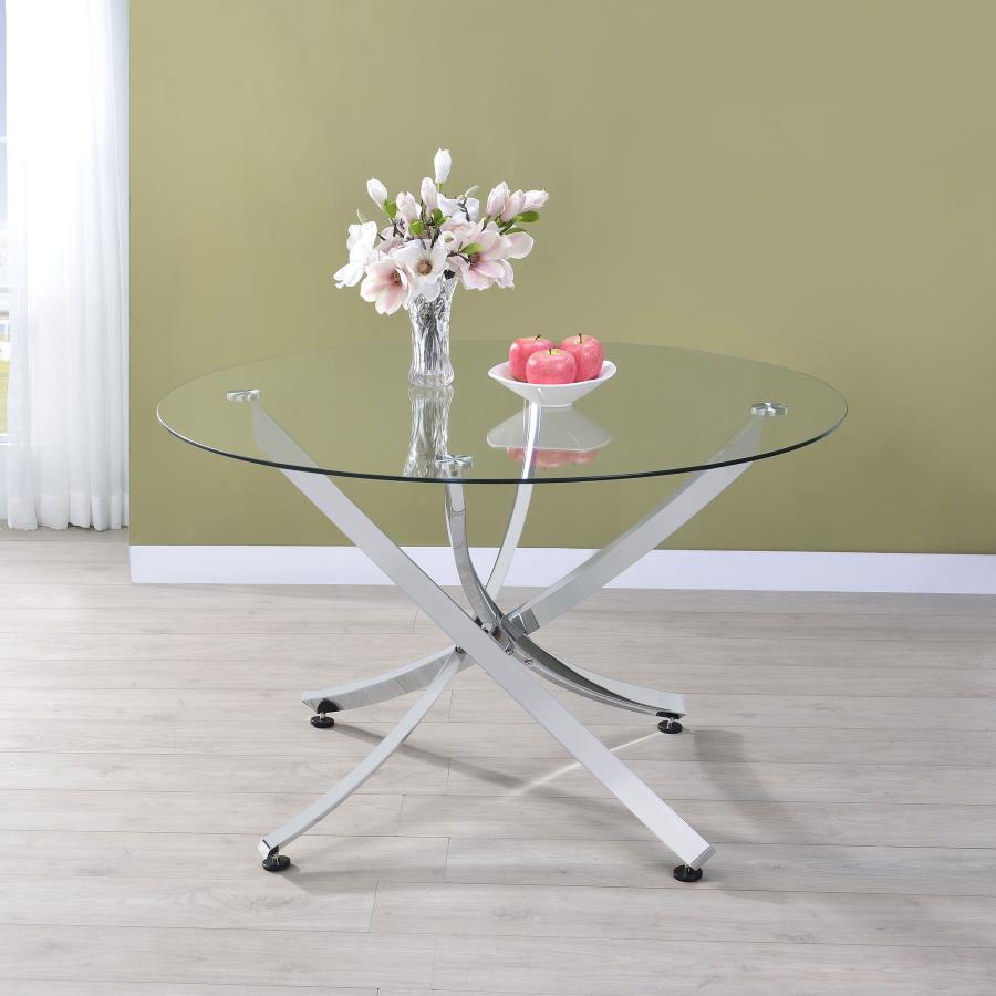 (image for) Beckham Round 46-inch Glass Top Dining Table Chrome