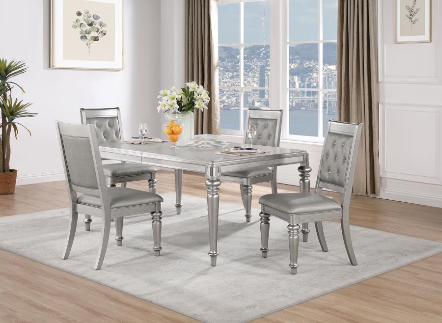 (image for) Bling Game 5-piece Rectangular Dining Set Metallic Platinum - Click Image to Close