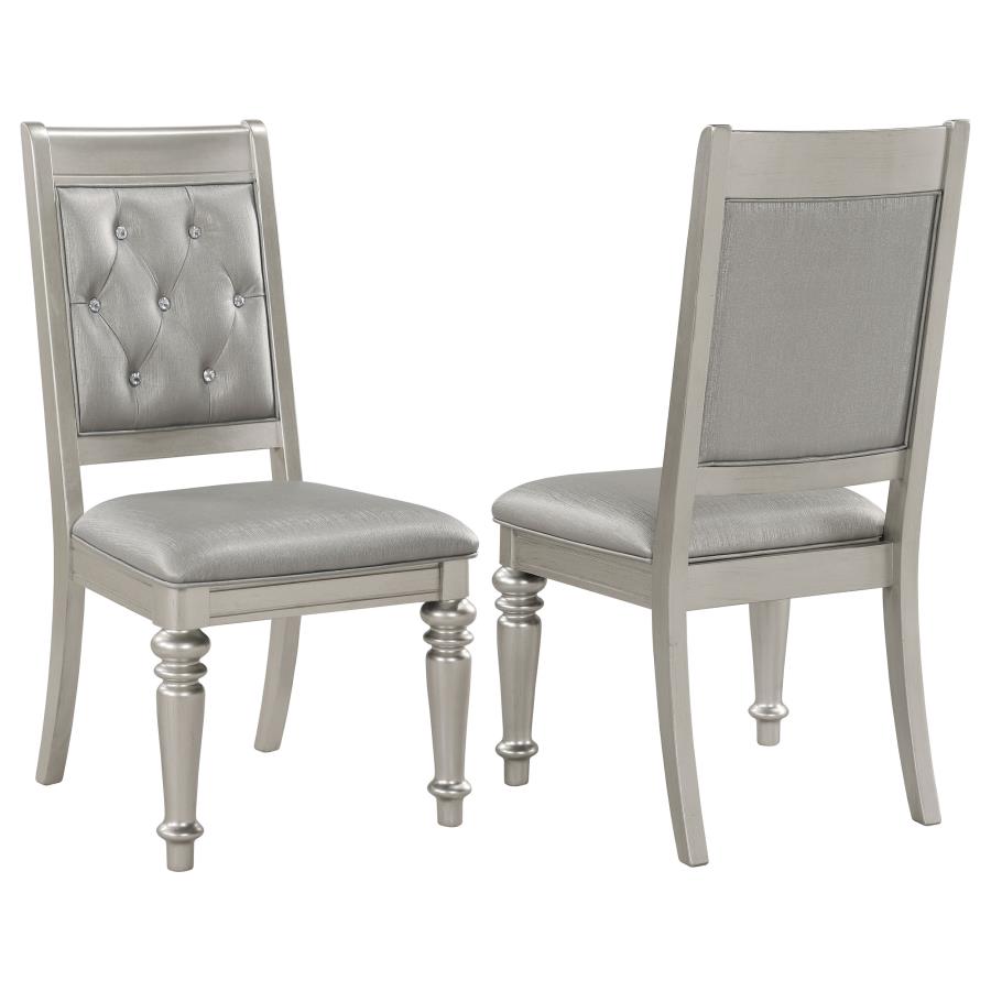 (image for) Bling Game Dining Side Chair Metallic Platinum (Set of 2) - Click Image to Close