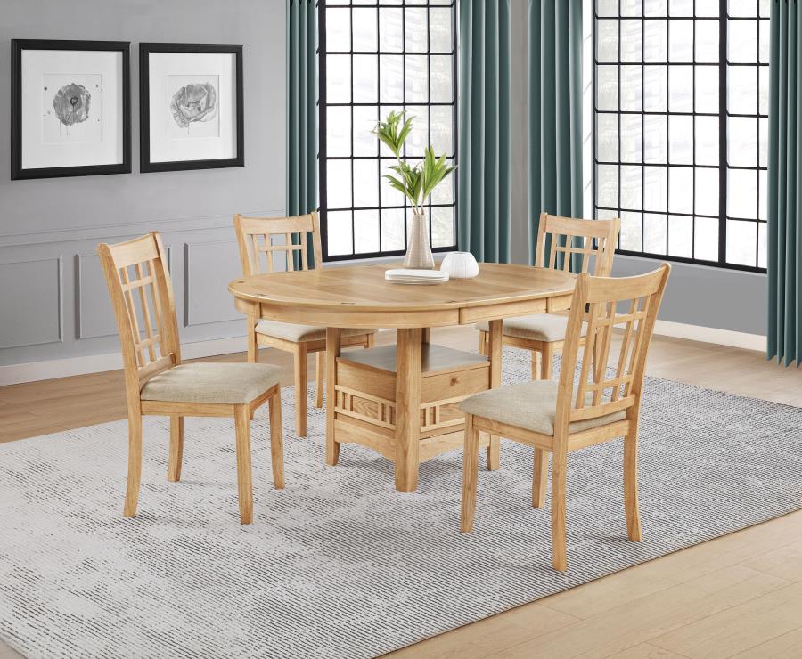 (image for) Lavon 5-piece Oval Extension Leaf Dining Set Light Oak