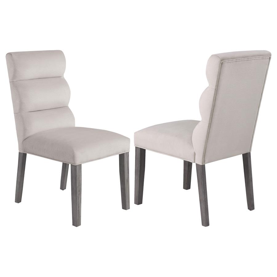 (image for) Carla Velvet Upholstered Dining Side Chair Stone (Set of 2) - Click Image to Close