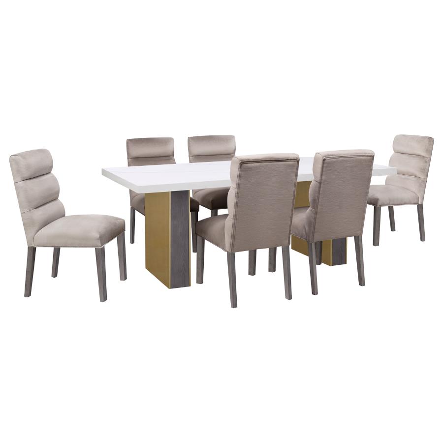 (image for) Carla Velvet Upholstered Dining Side Chair Stone (Set of 2)