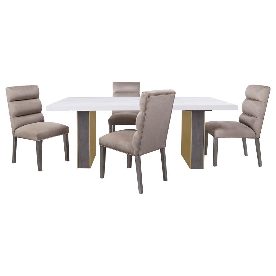 (image for) Carla Velvet Upholstered Dining Side Chair Ash (Set of 2)