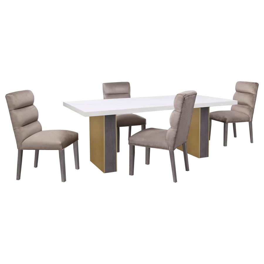 (image for) Carla Velvet Upholstered Dining Side Chair Ash (Set of 2)