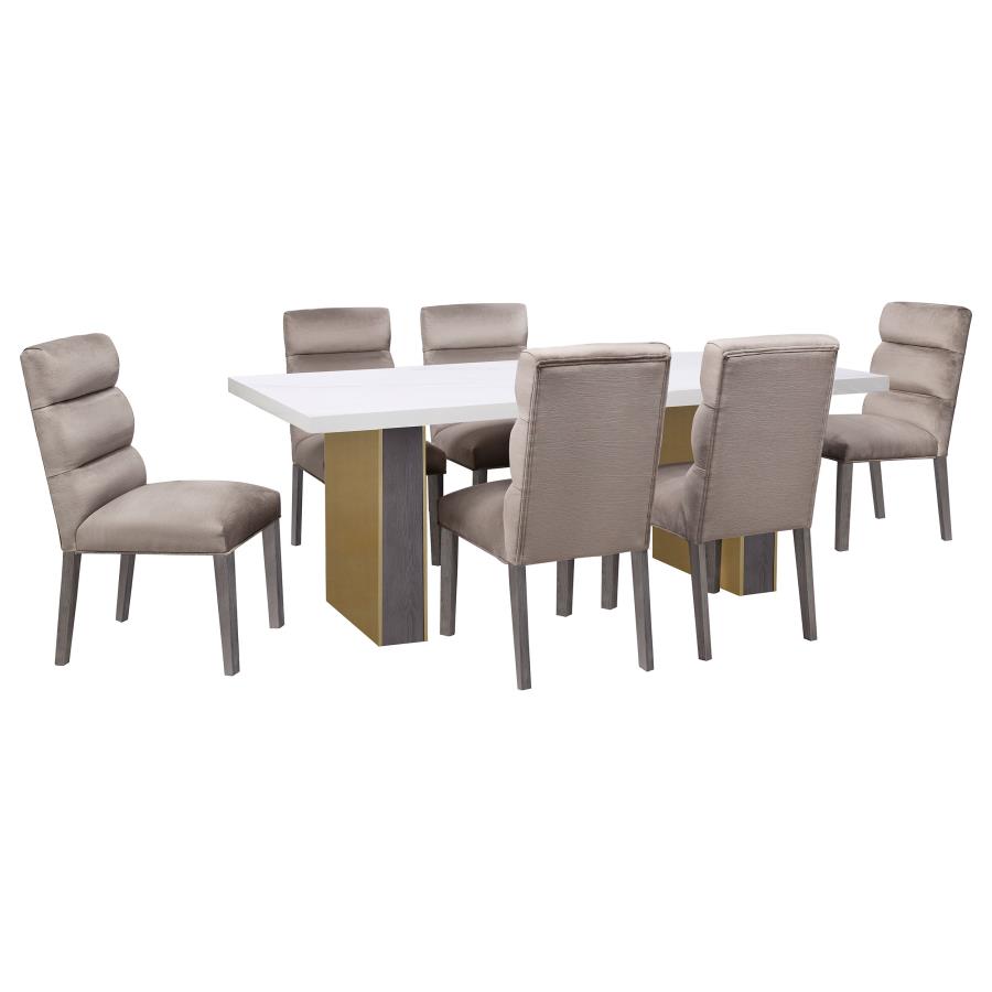 (image for) Carla Velvet Upholstered Dining Side Chair Ash (Set of 2)