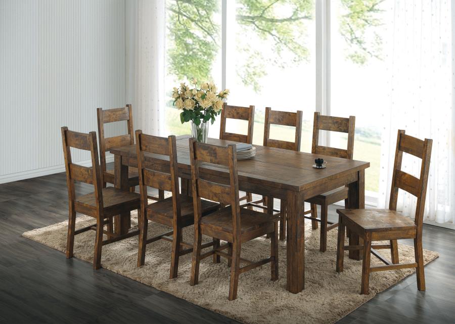 (image for) Coleman 9-piece Rectangular Dining Set Rustic Golden Brown - Click Image to Close