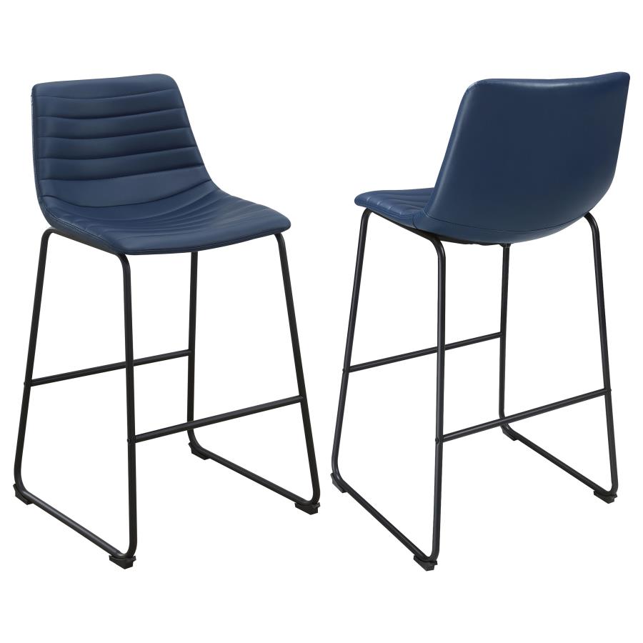 (image for) Zuni Faux Leather Upholstered Counter Chair Blue (Set of 2) - Click Image to Close