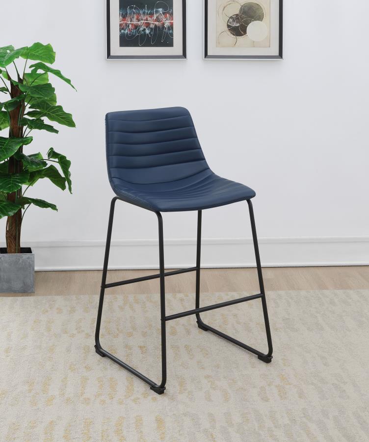 (image for) Zuni Faux Leather Upholstered Counter Chair Blue (Set of 2)