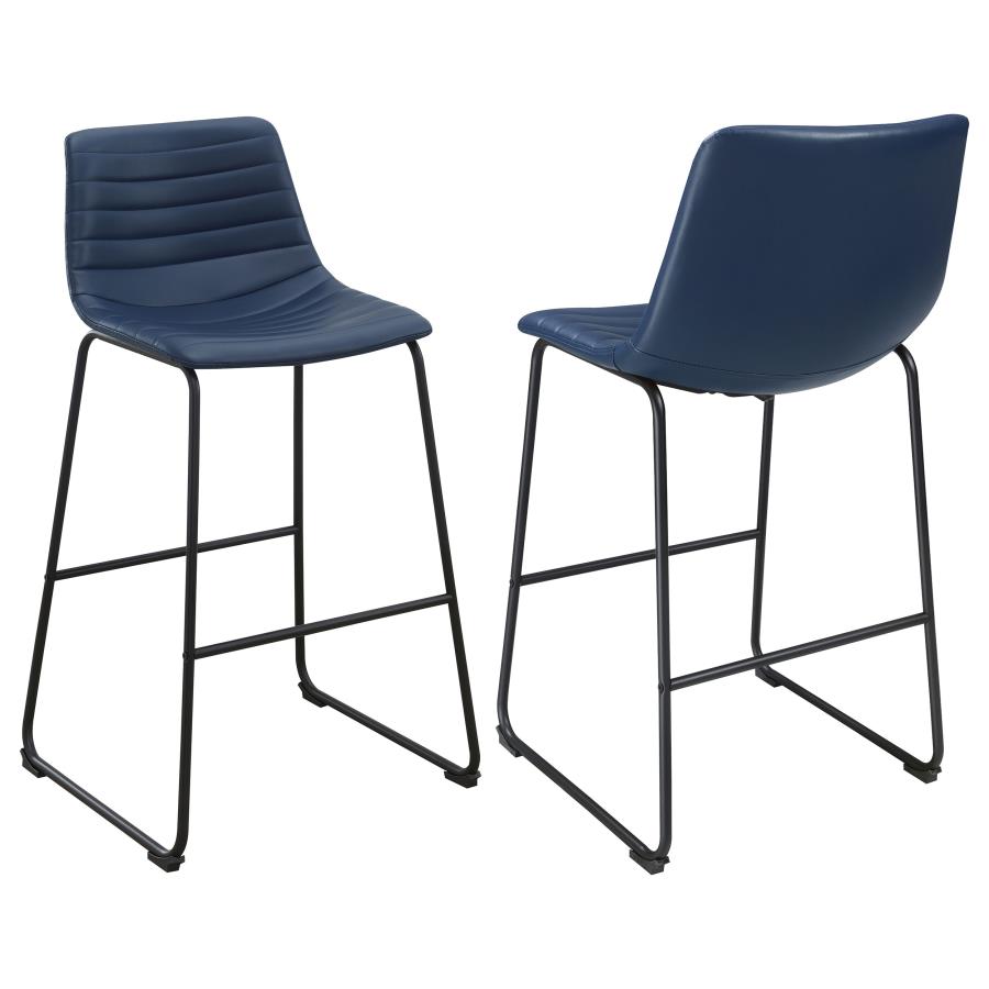 (image for) Zuni Faux Leather Upholstered Bar Chair Blue (Set of 2) - Click Image to Close