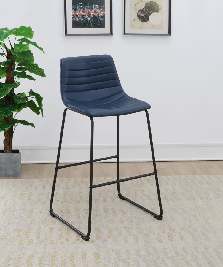 (image for) Zuni Faux Leather Upholstered Bar Chair Blue (Set of 2)