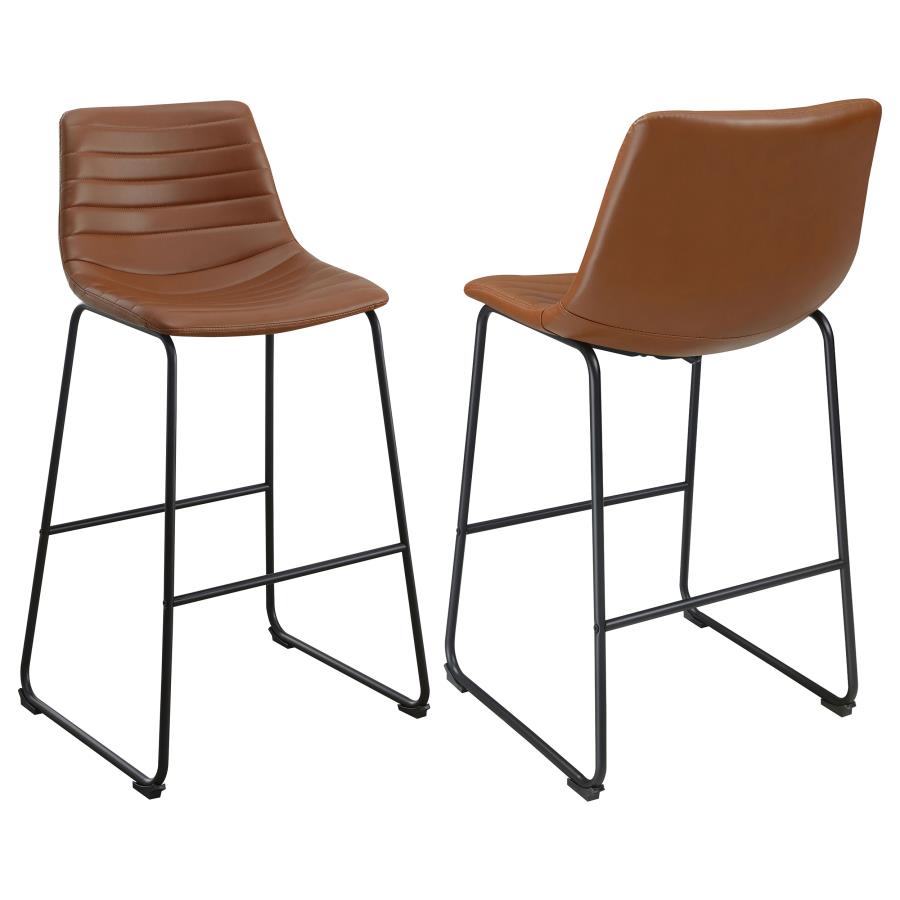 (image for) Zuni Faux Leather Upholstered Bar Chair Saddle (Set of 2) - Click Image to Close