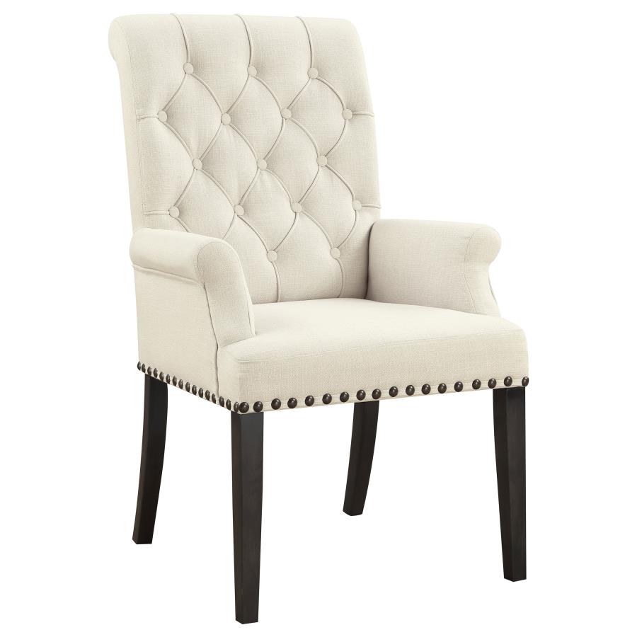 (image for) Alana Fabric Upholstered Dining Arm Chair Beige - Click Image to Close