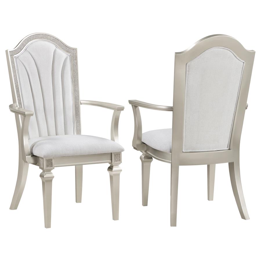 (image for) Evangeline Wood Dining Arm Chair Silver Oak (Set of 2) - Click Image to Close