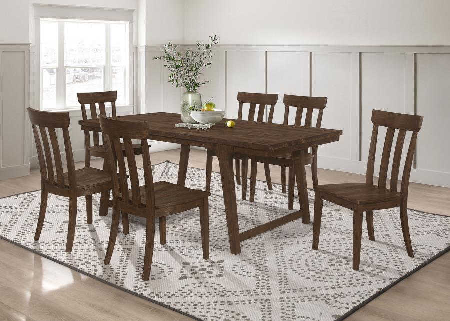 (image for) Reynolds 7-piece Rectangular Dining Table Set Brown Oak - Click Image to Close