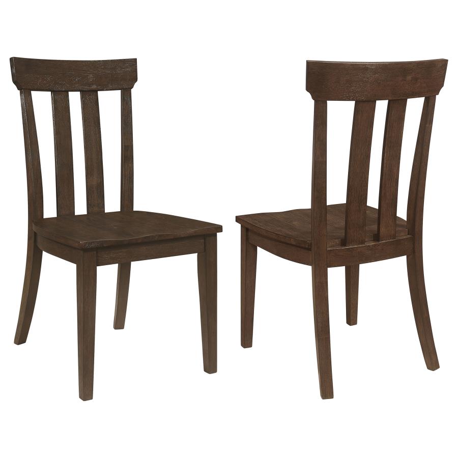 (image for) Reynolds Slat Back Dining Side Chair Brown Oak (Set of 2) - Click Image to Close