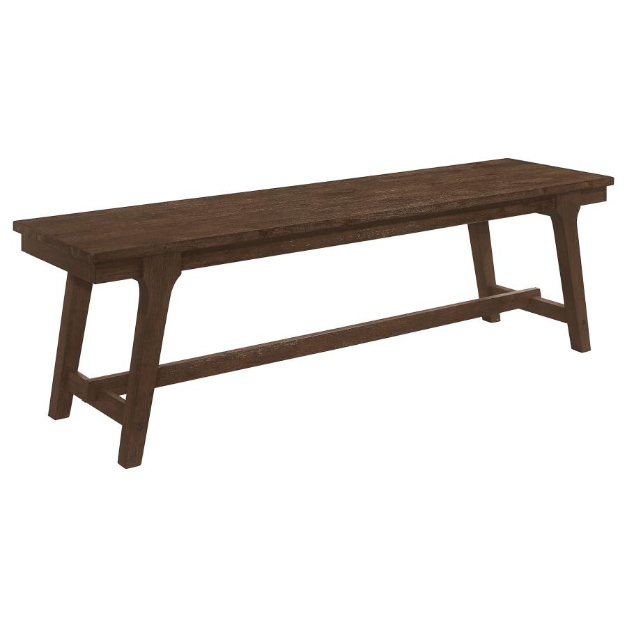 (image for) Reynolds Wood Trestle Base Dining Bench Brown Oak - Click Image to Close