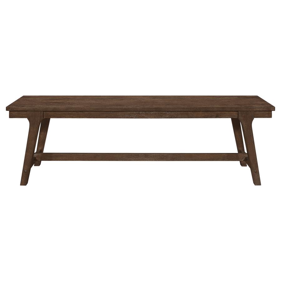 (image for) Reynolds Wood Trestle Base Dining Bench Brown Oak