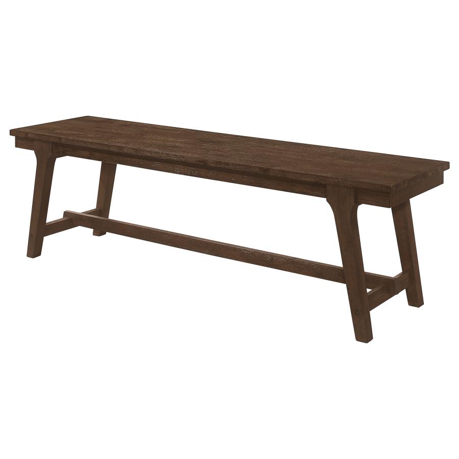 (image for) Reynolds Wood Trestle Base Dining Bench Brown Oak