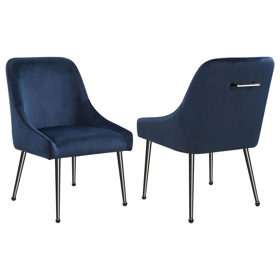 (image for) Mayette Upholstered Dining Side Chair Blue (Set of 2) - Click Image to Close