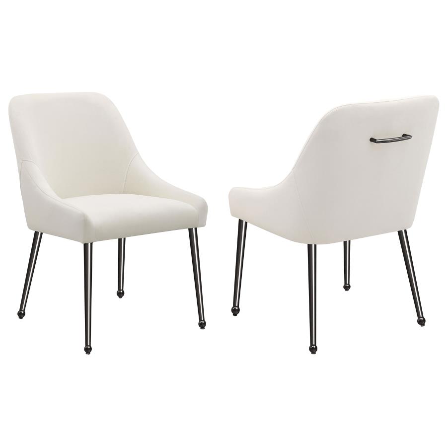 (image for) Mayette Upholstered Dining Side Chair Ivory (Set of 2) - Click Image to Close