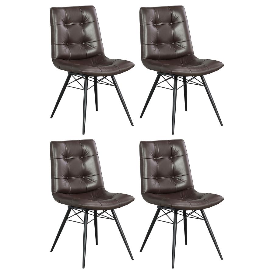 (image for) Aiken Upholstered Dining Side Chair Brown (Set of 4) - Click Image to Close