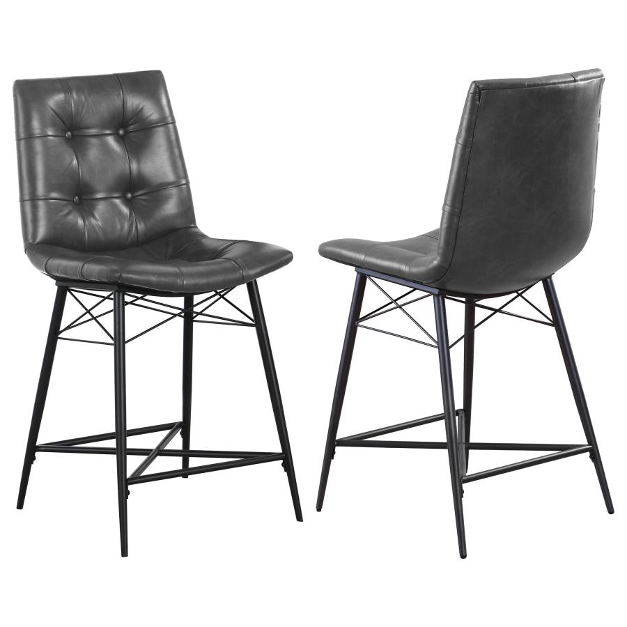 (image for) Aiken Upholstered Tufted Counter Chair Charcoal (Set of 2) - Click Image to Close