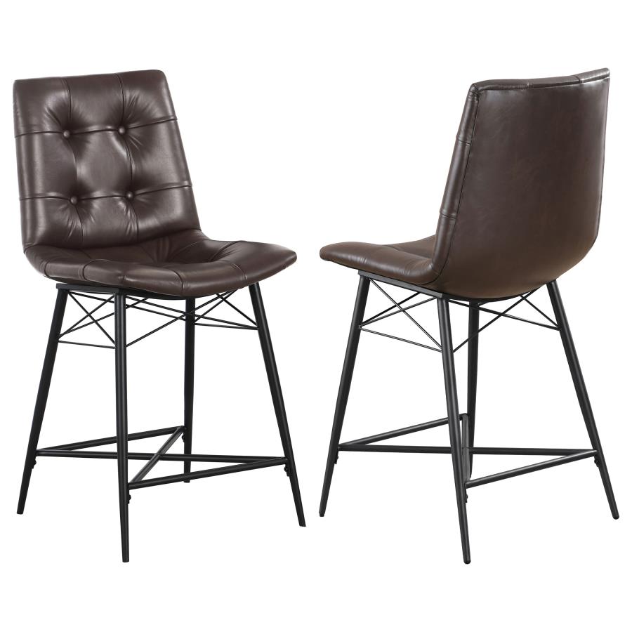 (image for) Aiken Upholstered Tufted Counter Chair Brown (Set of 2) - Click Image to Close