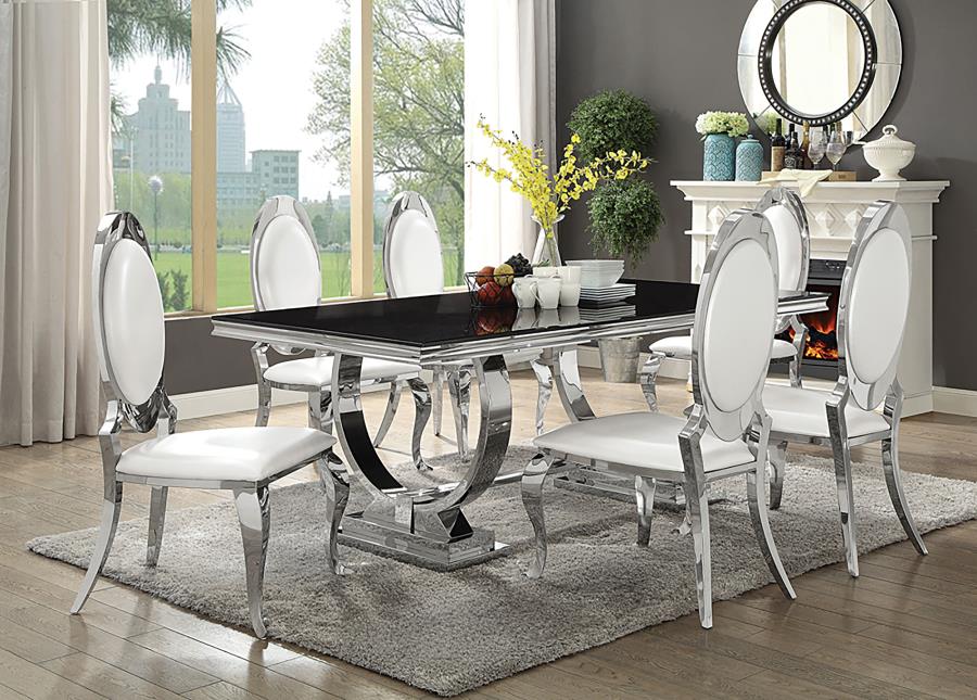 (image for) Antoine 7-piece Rectangular Glass Top Dining Set Chrome - Click Image to Close