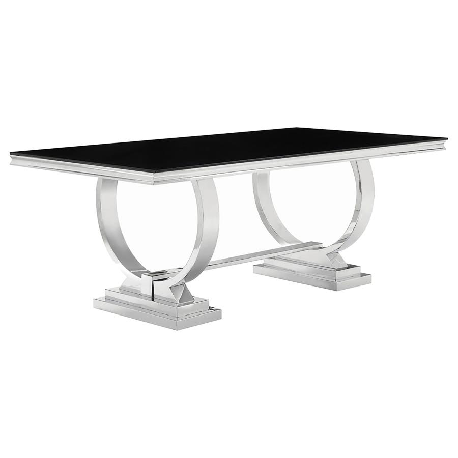 (image for) Antoine Rectangular 95-inch Glass Top Dining Table Black - Click Image to Close