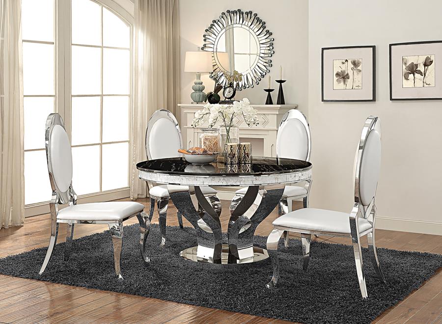 (image for) Anchorage 5-piece Round Stainless Steel Dining Set Chrome - Click Image to Close