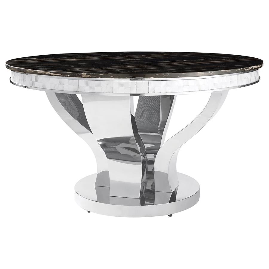 (image for) Anchorage Round 51-inch Glass Top Dining Table Chrome