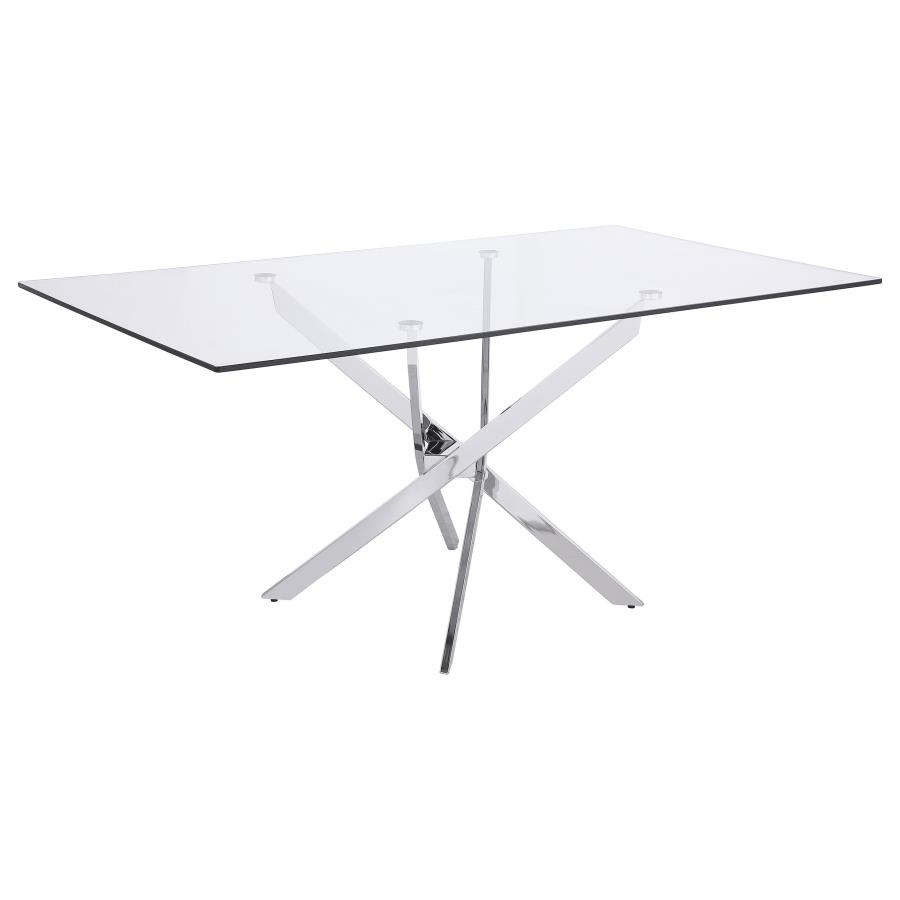 (image for) Carmelo Rectangular 66-inch Glass Top Dining Table Chrome - Click Image to Close