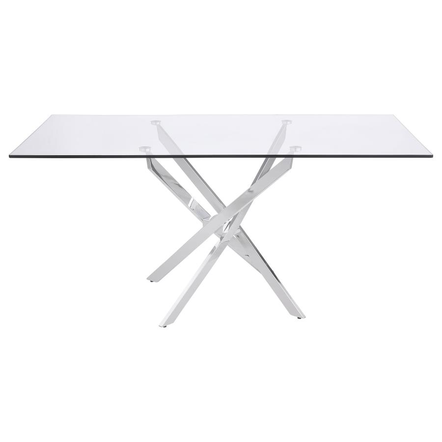 (image for) Carmelo Rectangular 66-inch Glass Top Dining Table Chrome