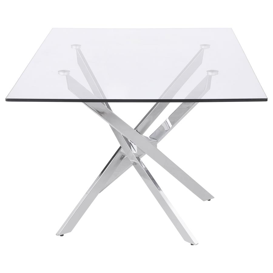 (image for) Carmelo Rectangular 66-inch Glass Top Dining Table Chrome