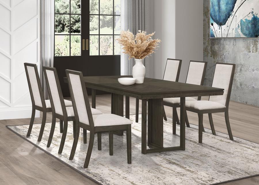 (image for) Kelly 7-piece Rectangular Dining Table Set Dark Grey - Click Image to Close