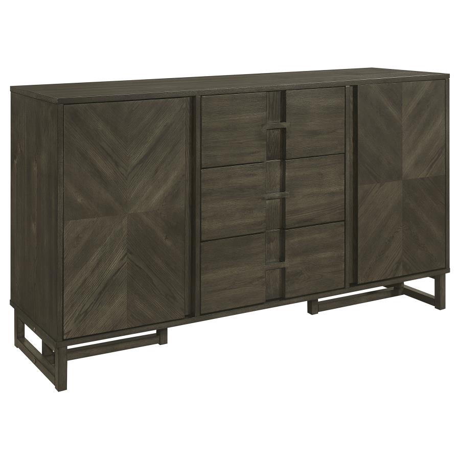 (image for) Kelly 3-drawer Storage Dining Sideboard Buffet Dark Grey - Click Image to Close