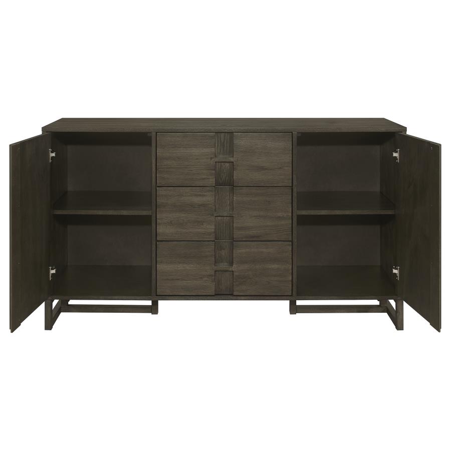 (image for) Kelly 3-drawer Storage Dining Sideboard Buffet Dark Grey