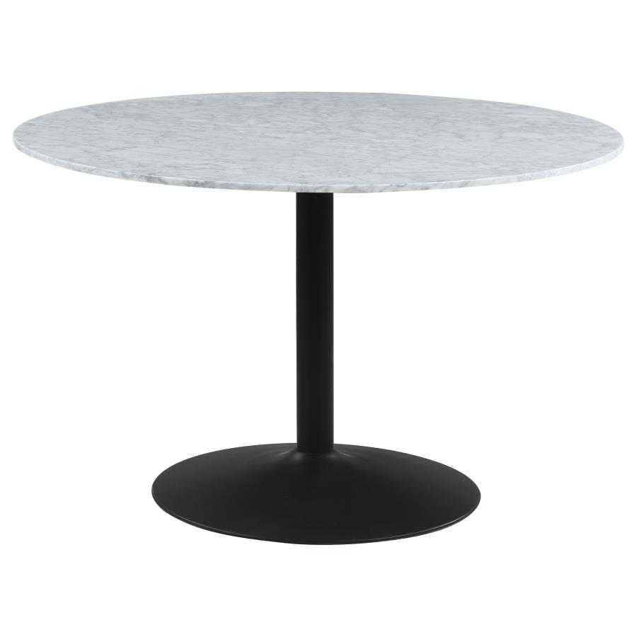 (image for) Bartole Round 48-inch Italian Marble Top Dining Table White - Click Image to Close