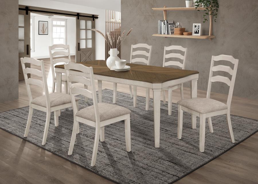 (image for) Ronnie 7-piece Rectangular Dining Table Set Rustic Cream - Click Image to Close