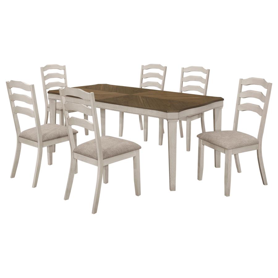 (image for) Ronnie 7-piece Rectangular Dining Table Set Rustic Cream