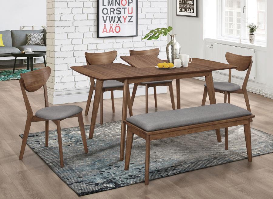 (image for) Alfredo 6-piece Butterfly Leaf Dining Set Natural Walnut - Click Image to Close