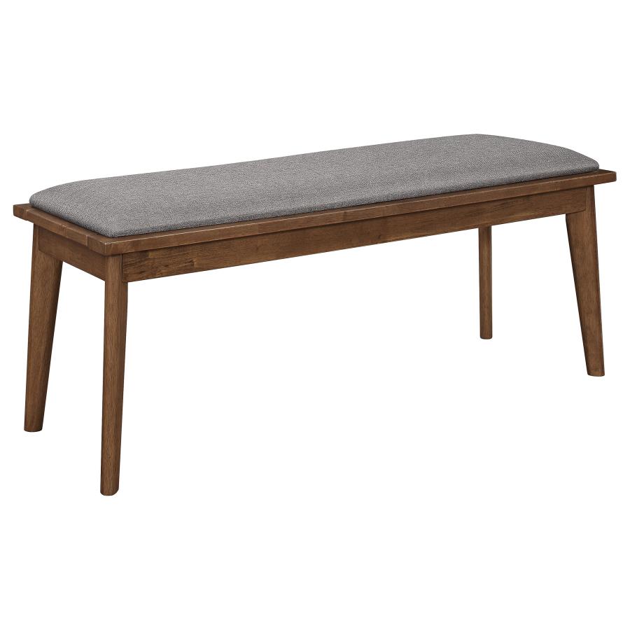 (image for) Alfredo Upholstered Dining Bench Grey and Natural Walnut - Click Image to Close