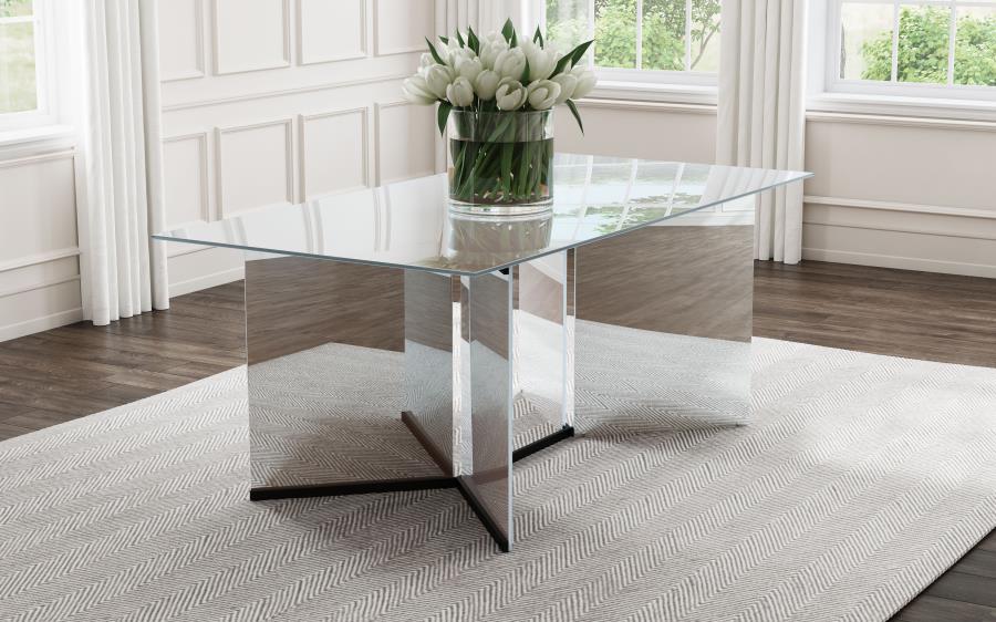 (image for) Emery 76-inch Rectangular Mirrored Dining Table Silver