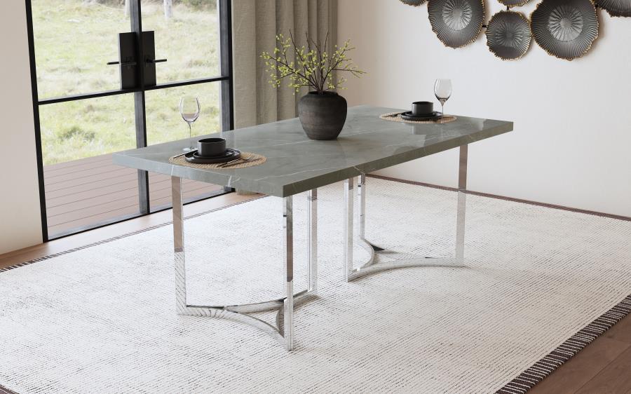 (image for) Sterling 72-inch Rectangular Dining Table Grey Faux Marble - Click Image to Close