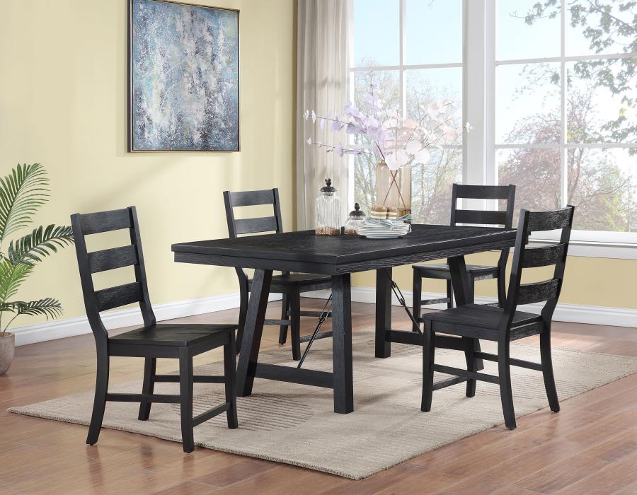 (image for) Newport 5-piece Rectangular Trestle Dining Table Set Black - Click Image to Close